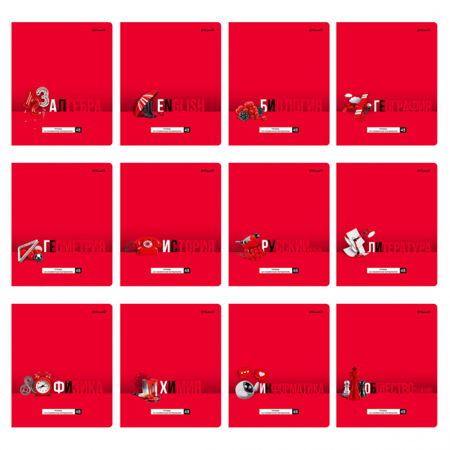 Комплект предметных тетрадей A5+ 48л клетка/линия, скрепка "ПреКрасная", 12шт, Светоч/48К36_01052 (6)