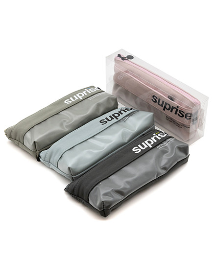 Пенал   CI-310 "Сюрприз" косметичка, текстиль, с прозрачным наружным карманом на молнии, цвета ассорти, в упаковке ПВХ (1/4/288)