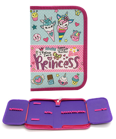 Пенал 1   отд. CJ-12005 "Единорожки-мороженки" с 2-мя створками, текстиль 21*14*4см, мятно-розовый (1/1/100)