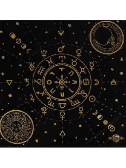 Коврик 50см х 50см декоративный для карт Таро, черный с золотом, MILAND/ГК-2249