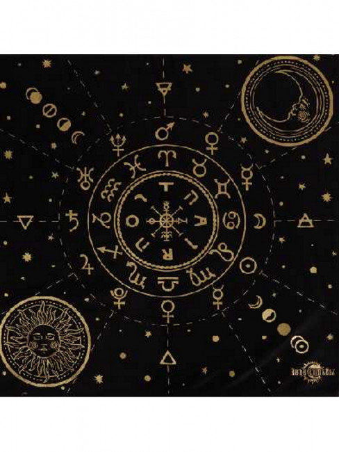 Коврик 50см х 50см декоративный для карт Таро, черный с золотом, MILAND/ГК-2249