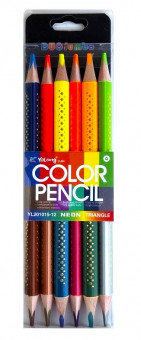 Набор цветных карандашей 12цв, двухсторонние, DUO JUMBO неоновые, Yalong/YL201015-12