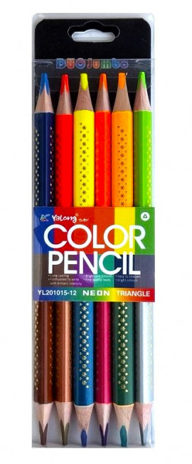 Набор цветных карандашей 12цв, двухсторонние, DUO JUMBO неоновые, Yalong/YL201015-12 Набор цветных карандашей 12цв, двухсторонние, DUO JUMBO неоновые, Yalong/YL201015-12