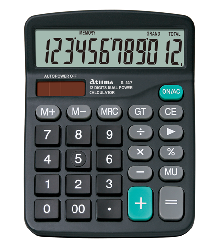 Калькулятор 12- разрядный, черный, размер - 150*120мм, Antima/B-837 (20)