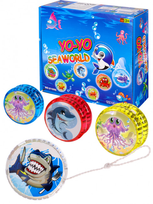 Йо-йо (3,5х5,5 см) "Морской мир" (12 шт в шоубоксе). 24 вида микс (свет) (Арт. И-6566) кратно 12