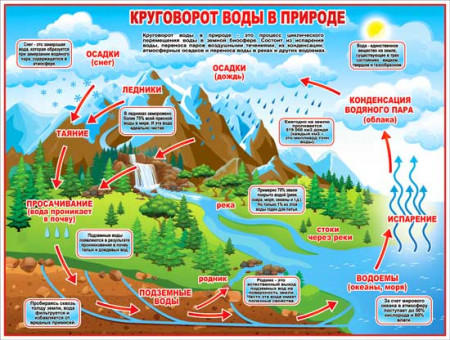 Плакат "Круговорот воды в природе" р2-290 (10) Плакат "Круговорот воды в природе" р2-290 (10)