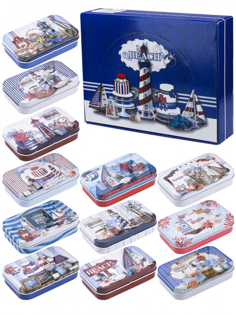 Шкатулка детская металл.9,8х6,2х2 "Морские путешествия", Рыжий Кот/TH24 (24)