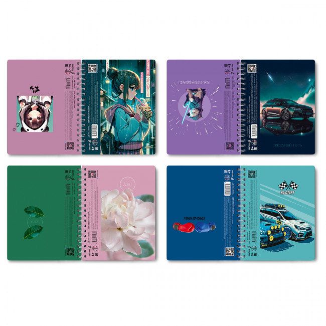 "Светоч"   Т119   Тетрадь-перевертыш ученическая общая,   A5   96 л.  на гребне   65 г/кв.м , белизна 100 %  .  клетка 01214 МИКС - Калейдоскоп сюжетов