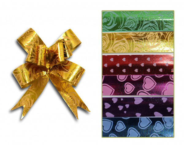 Бант подарочный 18мм с рисуком  (форма-бабочка) (10)
