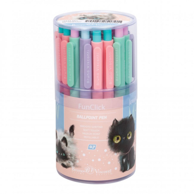 Ручка автоматическая 0,7мм синяя "FunClick. Kitty life", 3 вида ассорти, BV/20-0297/07 (27)