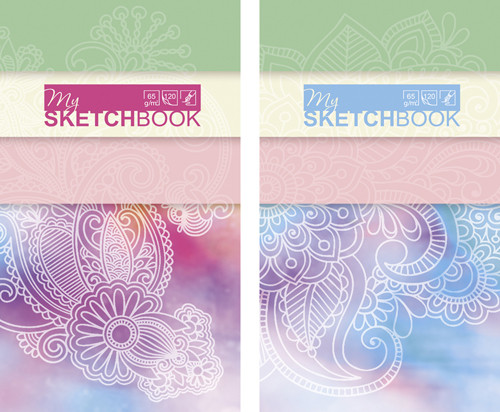 ББ5_7Бц120_лам 3602 Бизнес-блокнот (скетчбук) 120л. А5 "My Sketchbook" (ассорти) матовая ламинация, трёхцветный тонированный блок