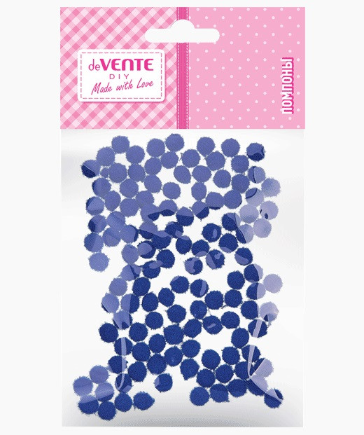 Набор помпонов 8мм, 120 шт, для творчества, цвет синий, deVENTE/8000003