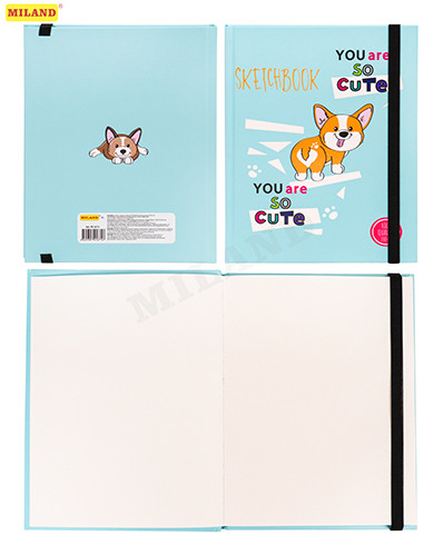 Скетчбук А5 "Корги" (7БЦ, 40 л, на резинке, 100г ) 40-1671