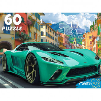 Пазл 60 элементов "Зеленый спортивный автомобиль", Рыжий Кот/Ф60-4529