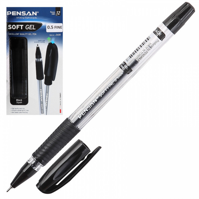 Ручка гелевая 0,5мм черная "Soft gel", PENSAN/1599459/2420ч (12) Ручка гелевая 0,5мм черная "Soft gel", PENSAN/1599459/2420ч (12)
