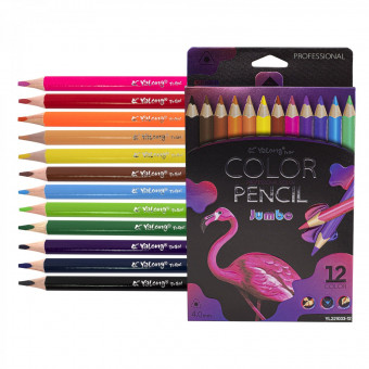 Набор цветных карандашей 12цв., "Неоновые животные JUMBO" заточенные, трехгранные, европодвес. Yalong/YL221033-12