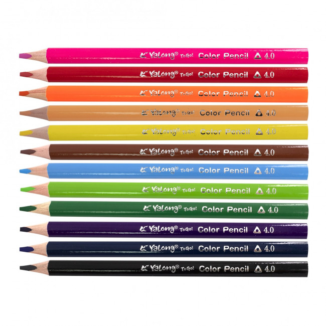 Набор цветных карандашей 12цв., "Неоновые животные JUMBO" заточенные, трехгранные, европодвес. Yalong/YL221033-12