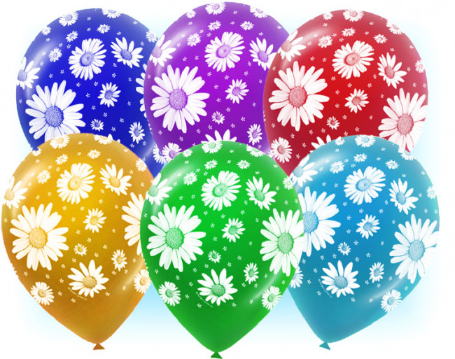 Воздушные шары размер14 "Ромашки", пастельный (100)