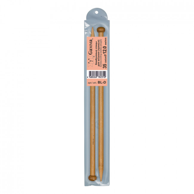 Спицы d12.0мм прямые, бамбук 35см, Gamma