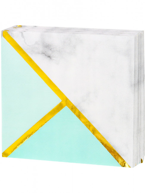 Салфетки бумажные 25 см "Бирюзовый мрамор" 20 шт MILAND/ФЛ-2820