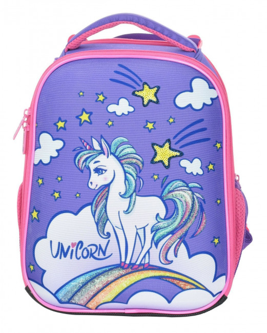 Рюкзак Schoolformat Little unicorn, модель ERGONOMIC 2А4M, жесткий каркас, двухсекционный, 35х26х16 см, 14 л, для девочек Рюкзак Schoolformat Little unicorn, модель ERGONOMIC 2А4M, жесткий каркас, двухсекционный, 35х26х16 см, 14 л, для девочек