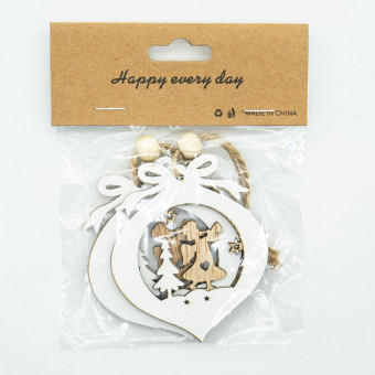 Елочное украшение дерево "Шар с ангелом" 7см, 2 шт, Микрос/ч47725