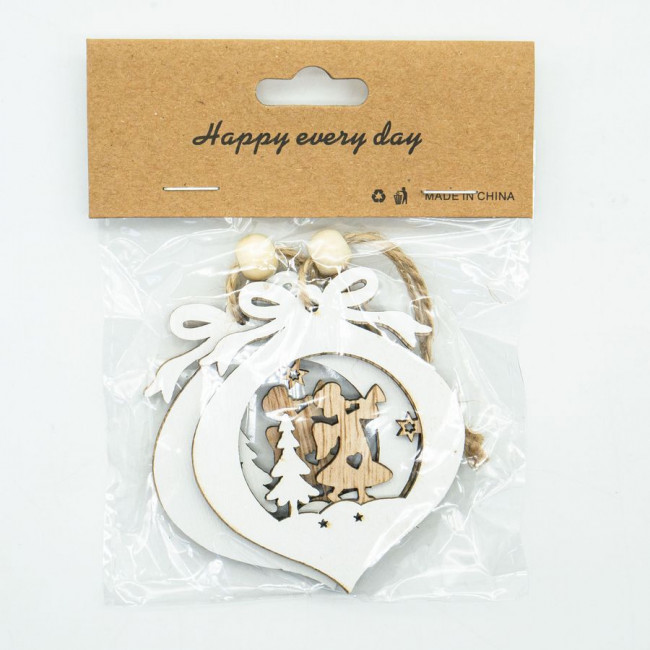 Елочное украшение дерево "Шар с ангелом" 7см, 2 шт, Микрос/ч47725