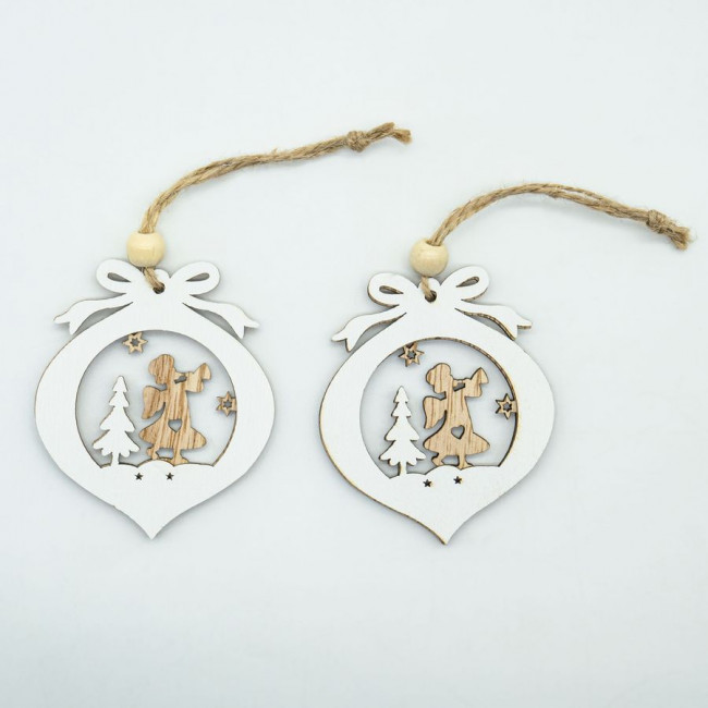 Елочное украшение дерево "Шар с ангелом" 7см, 2 шт, Микрос/ч47725