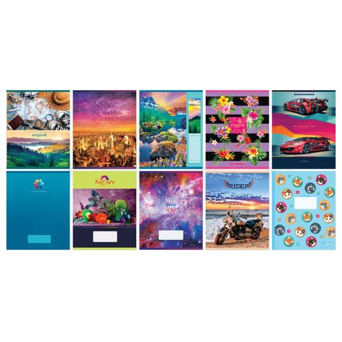 Тетрадь общая А5 скоба 96л. клетка "Super-Mix-14" (ассорти) 10 дизайнов (5/50)