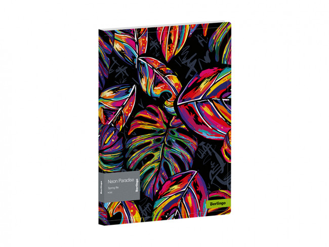 Папка с пружинным скоросшивателем Berlingo "Neon Paradise", 17мм, 600мкм, с рисунком, с внутр. карманом