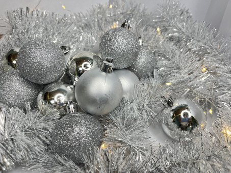 Набор Ёлочных шаров, серебро, Jevelry/SV-502