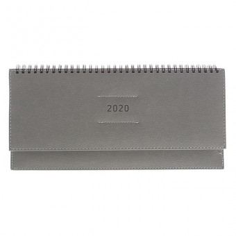 Планинг 2020 "deVENTE. Zen" (294 ммx142 мм) 128 стр, серый, белая бумага 70 г/м², печать в 2 краски, твердая обложка из искусственной кожи с поролоном, отстрочка, термо тиснение, евроспираль, в термоусадочной пленке