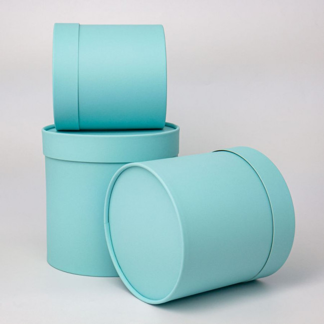 Набор коробок 3в1 "Цилиндр", d14-18см, цвет нефритовый, Микрос/Ч37429