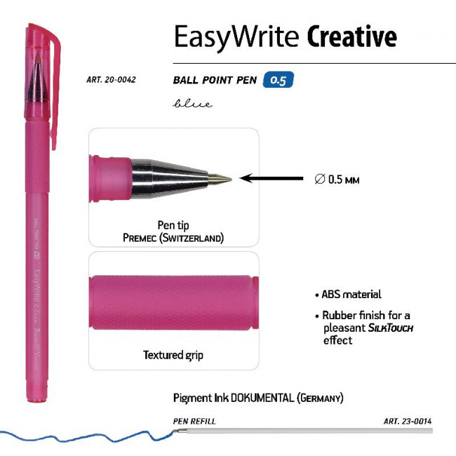 Ручка шариковая 0,5мм синяя "EasyWrite. Creative", 4 цвета ассорти, BV/20-0042 (24) Ручка шариковая 0,5мм синяя "EasyWrite. Creative", 4 цвета ассорти, BV/20-0042 (24)
