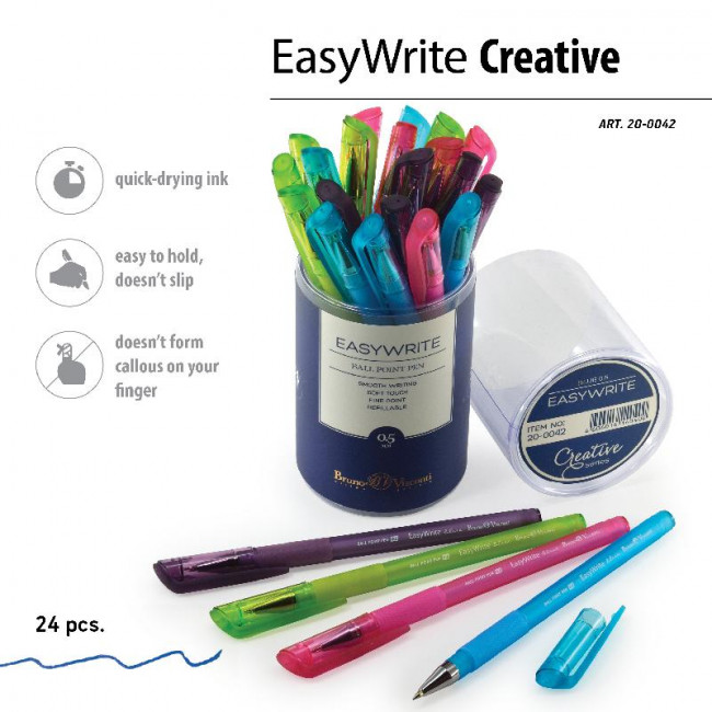 Ручка шариковая 0,5мм синяя "EasyWrite. Creative", 4 цвета ассорти, BV/20-0042 (24) Ручка шариковая 0,5мм синяя "EasyWrite. Creative", 4 цвета ассорти, BV/20-0042 (24)