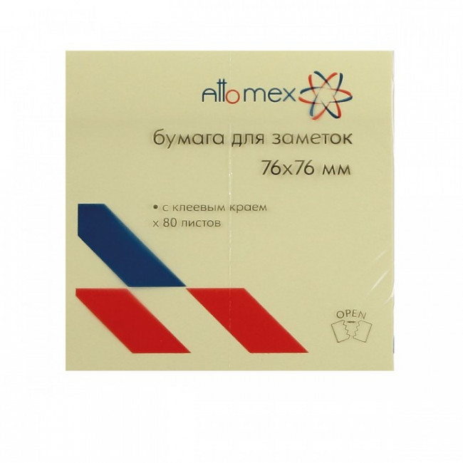 Бумага для заметок самокл 76*76 80л Attomex 2010701желт