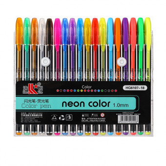 Набор гелевых ручек, 1,0мм 18цв ароматизированные, неоновые, ZUIXUA, HG6107-18