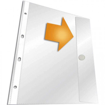 Папка-вкладыш с клапаном на кнопке "deVENTE" A4 (243x310 мм) 140 мкм, 4 отверстия, ПВХ, прозрачный, индивидуальная маркировка