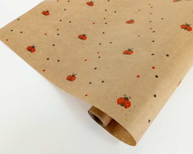 Бумага крафт 40гр прост.рис "Божьи коровки" 0,72м x 10 м БК37429
