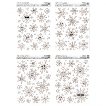 НАКЛЕЙКА НА ОКНО, DARLENS «СНЕЖИНКИ СЕРЕБРИСТЫЕ», 300Х420 ММ, АССОРТИ, DL-DRL05148 (12)