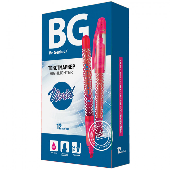 Текстовыделитель 1-3мм, розовый Vivid, BG (12) Текстовыделитель 1-3мм, розовый Vivid, BG (12)