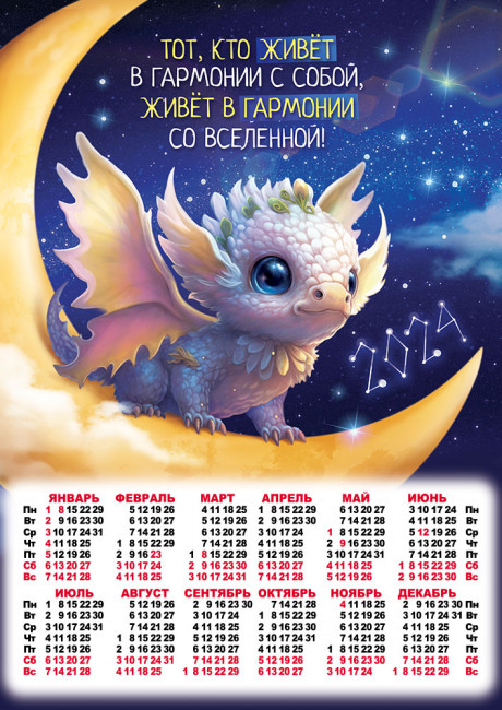 Календарь А3 2024г "В гармонии со Вселенной", ПМ-24-130 Календарь А3 2024г "В гармонии со Вселенной", ПМ-24-130
