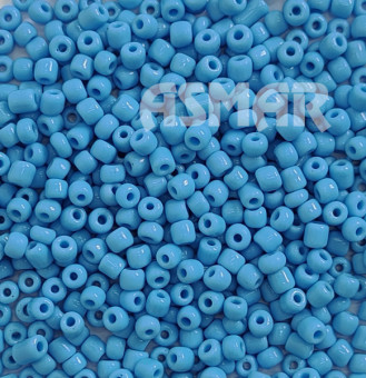 Бисер "ASMAR" размер №6, вес: 50 г, голубой глянцевый, непрозрачный