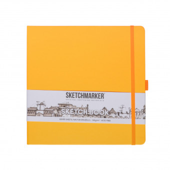 Блокнот для зарисовок 140г/кв.м 20*20см 80л, твердая обложка, оранжевый, Sketchmarker/2314405SM