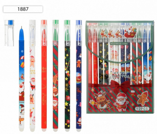 Ручка гелевая 0,5мм синий "Новогодние", со стираемыми чернилами, Basir/1887/1728 (12) Ручка гелевая 0,5мм синий "Новогодние", со стираемыми чернилами, Basir/1887/1728 (12)