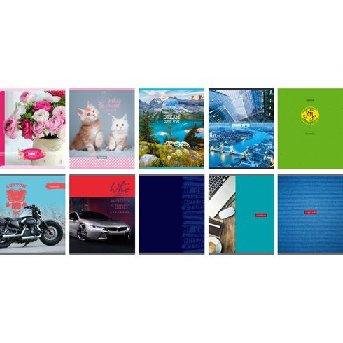 Тетрадь общая А5 скоба 96л. клетка "Super-Mix-21" (ассорти) 10 дизайнов (5/50)