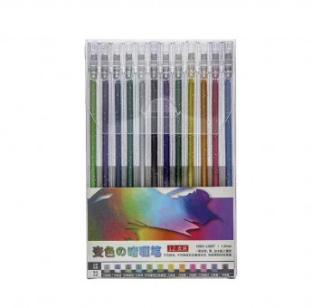 Набор гелевых ручек 12шт "Glitter", металлик, PET-ZL-12 (72)