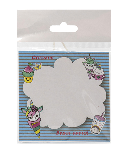 Блок самоклеящийся бумаж. 50л 75*75мм "Единорожки-мороженки" CJ-5003  (24/24/750)