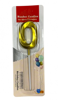 Свеча для торта "Цифра 0" Золотой стиль, Магистр/MAG-Зст221319-0 (50)