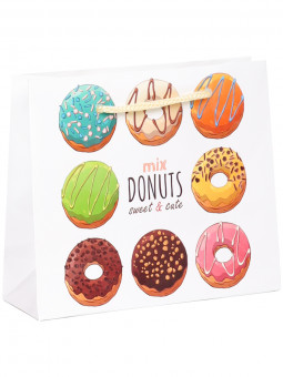 Пакет подарочный с глянц. лам. (горизонтальный)  61х46х20 см  (XXXL) Микс пончик, 157 г  ППК-7567